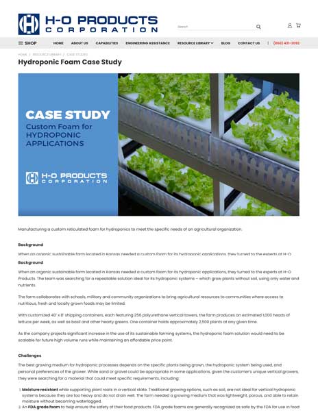 Hydroponic Foam Case Study